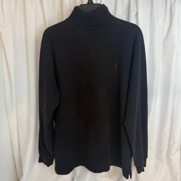 Vintage Polo by Ralph Lauren Black Long Sleeve Turtleneck Shirt Embroidered Logo - Picture 1 of 8
